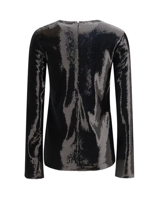 Totême Black Long-Sleeved Sequin Top Polyester Shirt