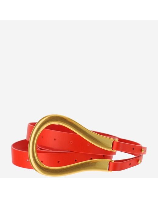 Bottega Veneta Red Belt Calfskin