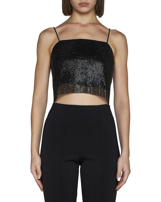 Alice + Olivia Black Grazi Chainmail Sequined Top