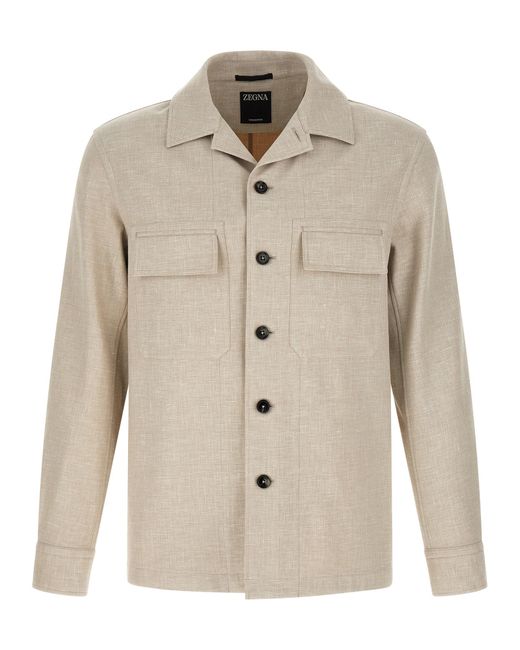 Zegna Natural 'Crossover' Overshirt for men