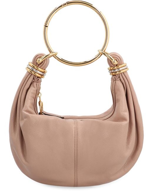 Chloé Pink Leather Hobo Bag With Top Handle Calf Shoulder