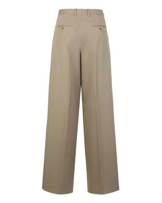 Céline Natural Wide-Leg Trousers Cotton And Wool