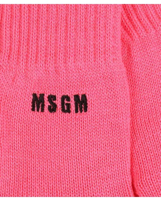 MSGM Pink Knitted Gloves