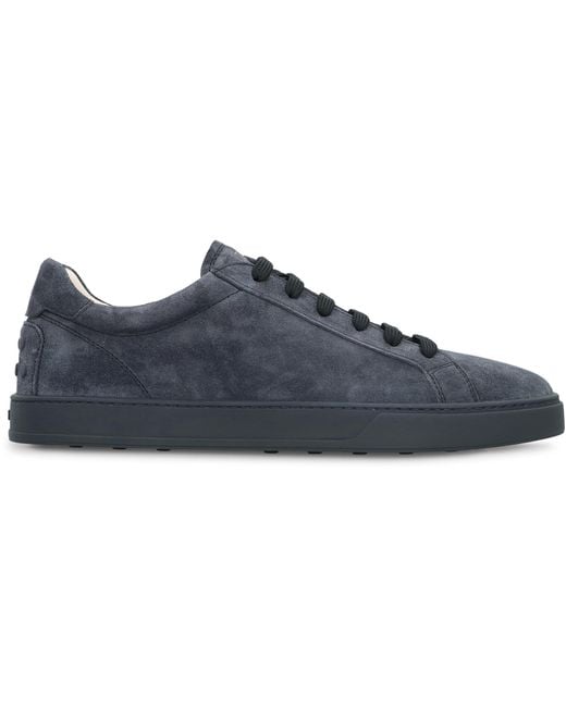 Tod's Blue Suede Sneakers Calf Trainers for men