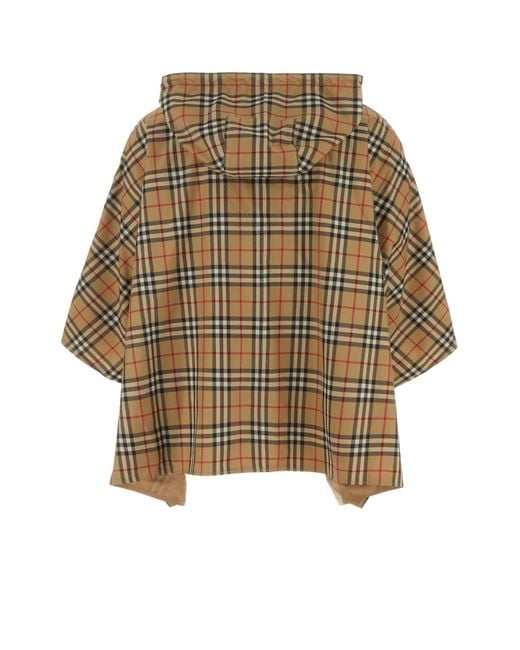 Burberry Natural Embroidered Polyester Check Poncho