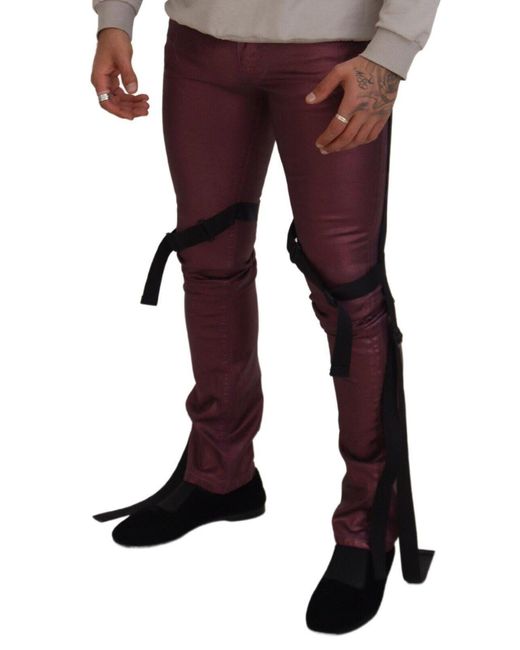 Dolce & Gabbana Red Magenta Cottoncasual Harness Denim Jeans for men