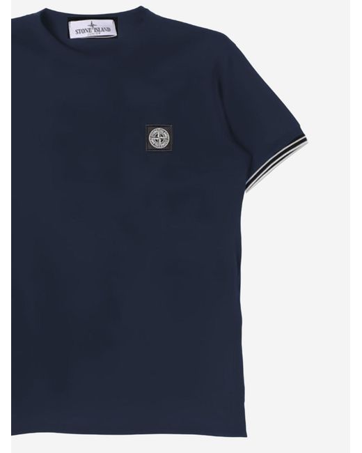 Stone Island Blue T-Shirt Stretch Cotton T-Shirts for men