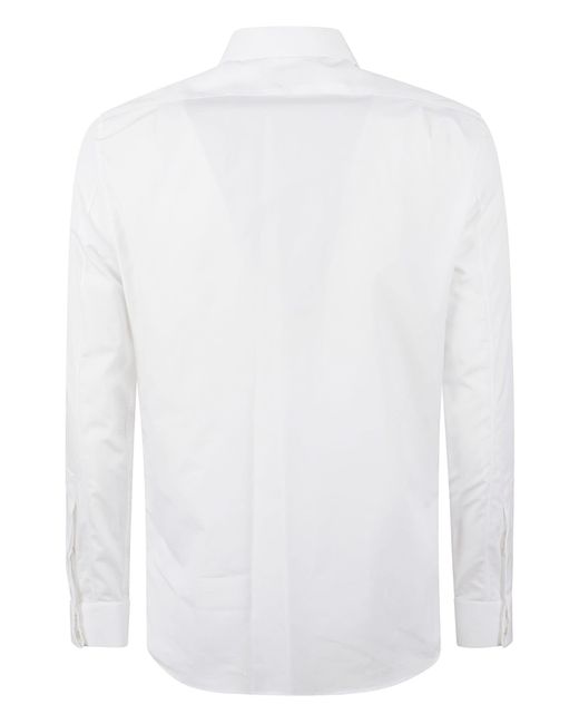 Alexander McQueen White Round Hem Plain Slim Shirt for men