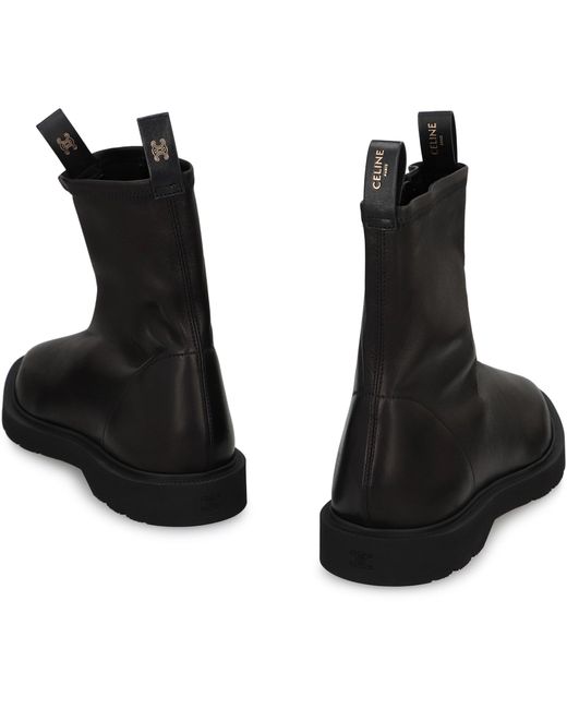 Céline Black Leather Ankle Boot With Tapered Shape Lamb for men