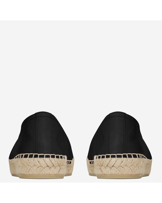 Saint Laurent Black Leather Logo Espadrilles Lambskin Shoe