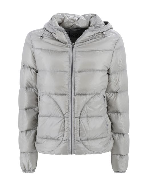 Herno Gray Puffer Jacket With Hood