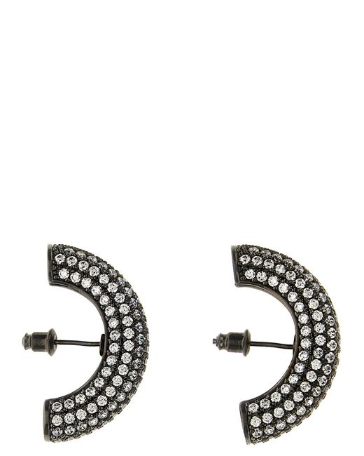 Panconesi Metallic Half Moon Crystal Hoops Earrings