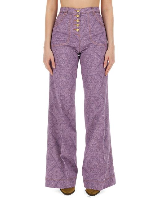 Etro Purple Flare Fit Jeans