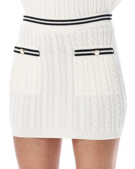 Alessandra Rich White Knitted Mini Skirt