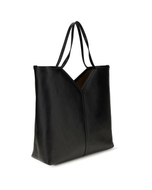 Saint Laurent Black Large Y Leather Tote Bag Calf Bos Taurus Shoulder for men
