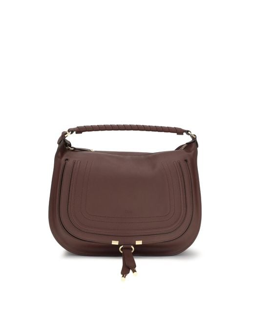 Chloé Brown Shoulder Bag Marcie Calfskin Calf Leather