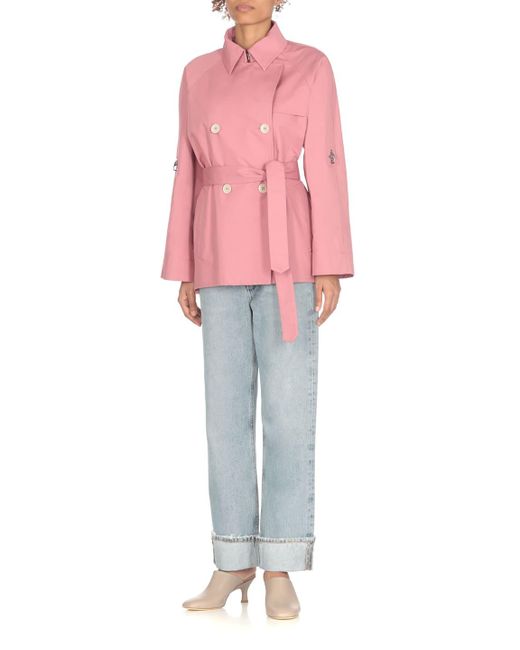 Fay Pink Short Cotton Trench Coat