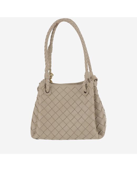 Bottega Veneta Natural Small Parachute Lambskin Shoulder Bag Leather
