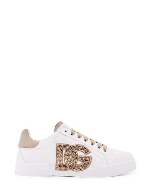 Dolce & Gabbana White Portofino Light Strobel Leather Low-Top Sneakers