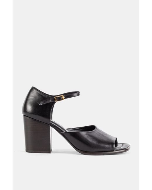 Lemaire White Square Heeled 80 Shiny Vegetable-Tanned Leather Block Heel Sandal