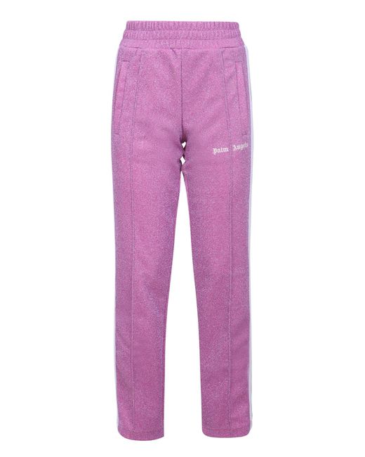 Palm Angels Pink Glitter-effect Track Trousers