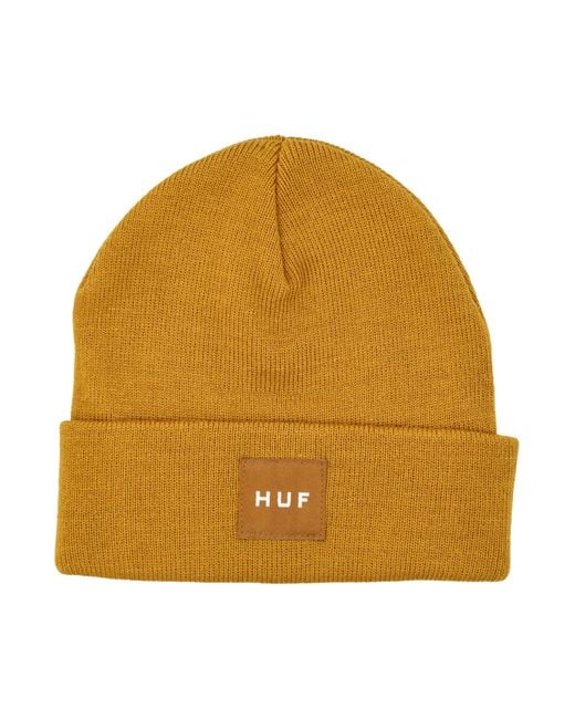 Huf Box Logo Beanie in Yellow for Men