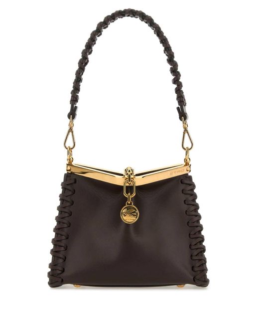 Etro Black Dark Leather Mini Vela Handbag