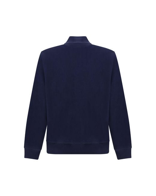 Brunello Cucinelli Blue Cotton Zip Sweatshirt for men