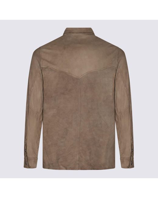 Giorgio Brato Brown Leather Western Jacket for men