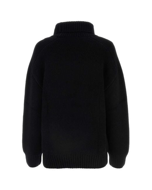 Khaite Black Stretch Cashmere Landen Sweater