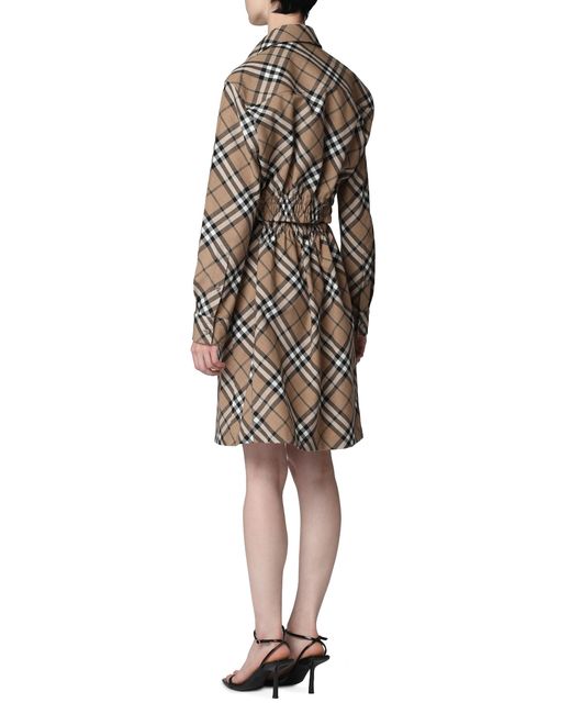 Burberry Multicolor Belted Shirtdress Wool Dress