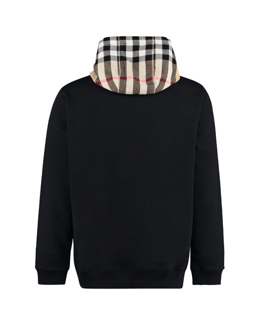 Burberry Blue Check Hood Organic Cotton Hoodie for men