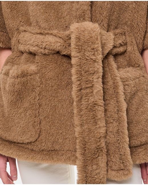 Max Mara Brown Teddy Cape With Shawl Collar