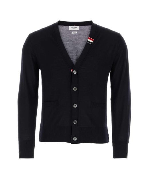 Thom Browne Black Midnight- Wool Blend Cardigan for men