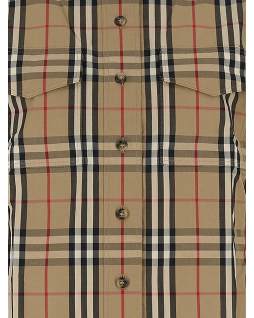 Burberry Brown Cotton Shirt With Check Pattern