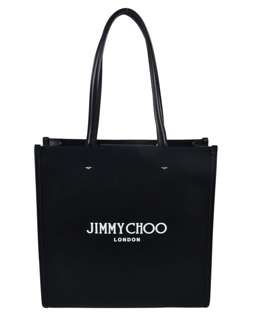 Jimmy Choo Black Logo Printed Tote