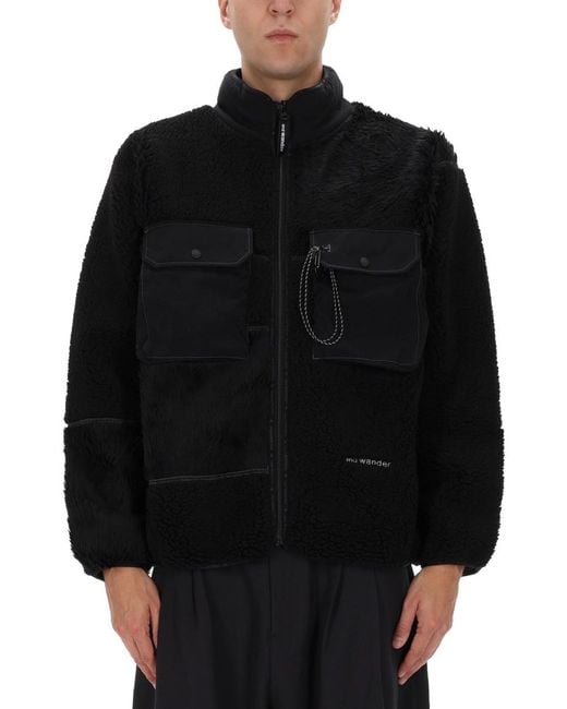 And Wander Black Mix Boa Jacket Polyester for men