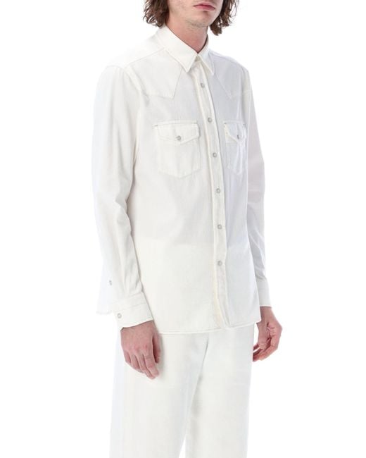Tom Ford White Cotton Western Shirt for men