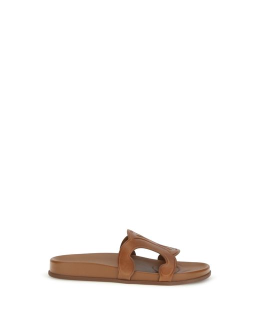 Céline White Slides Triomphe Upper: Calf Leather Sandal