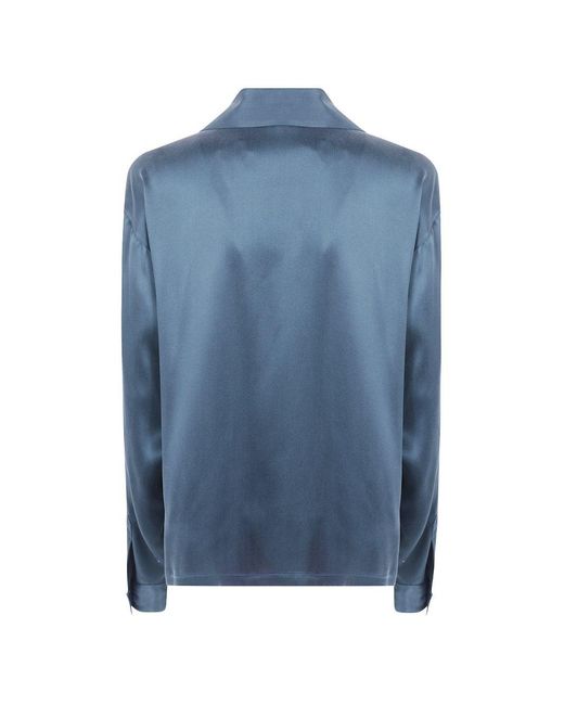 Tom Ford Blue Blouse Powder Silk Light Blouses