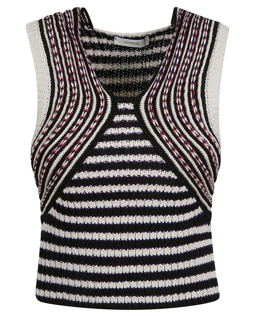 Lemaire Black Striped Knitted Sleeveless Sweater