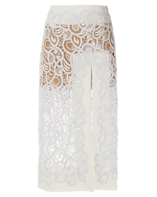 Ermanno Scervino White Lace Longuette Skirt Skirts
