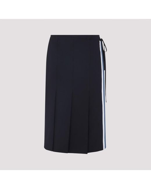 Marni Blue Virgin Wool Midi Skirt