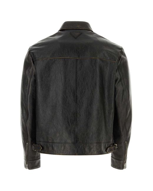 Prada Black Leather Jackets for men