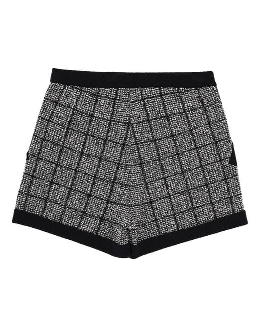 Balmain Black Shorts Cotton Tweed