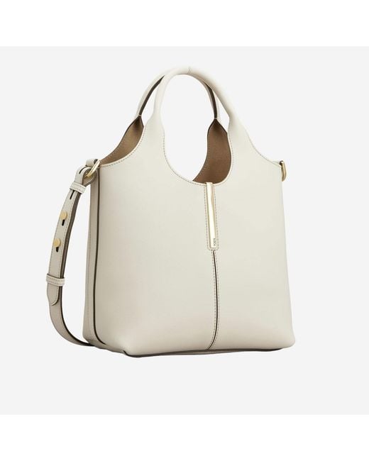 Tod's White Mini Leather Shopping Bag