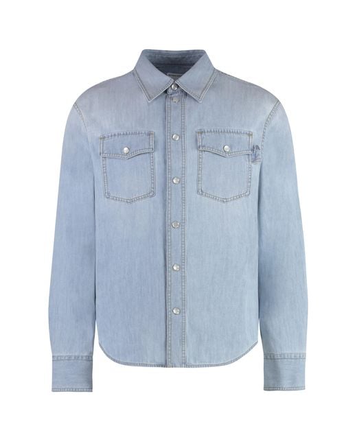 Bottega Veneta Blue Shirt With Flap Pockets Main: Polyester for men