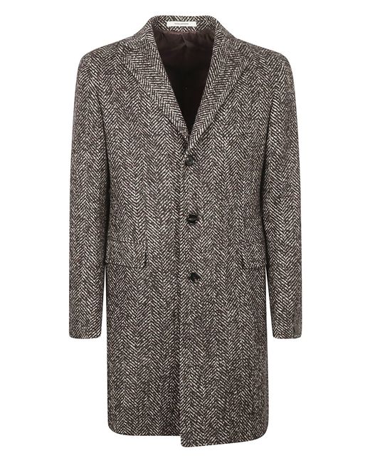 Tagliatore Gray Wool-blend Herringbone Single-breasted Coat for men