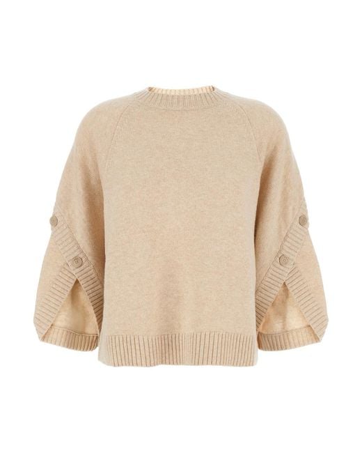 Max Mara Natural Crewneck Sweater Wool And Cashmere Tops