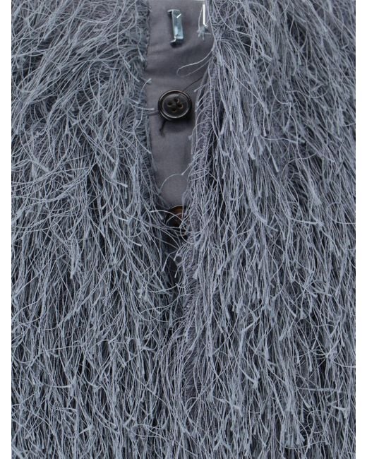 Dries Van Noten Blue Fringed Midi Skirt
